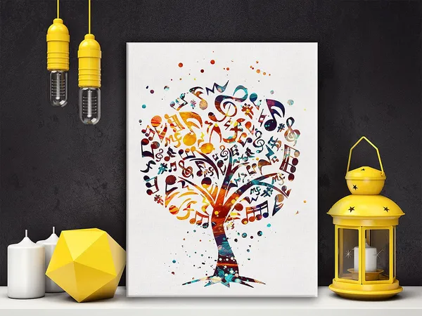 Multicolor_Music_Tree_Watercolor_Poster_Canvas_Wall_Art_|_For_Home/Office/Music_Room_Decor_-_Music_Canvas_Print_Wall_Art_Painting_Ready_to_Hang_Musician_Gifts_-_Easel_&_Hanging_Hook_12_x_16_Inch