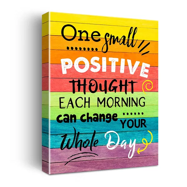 Multicolor_Inspirational_One_Small_Positive_Thought_Poster_Canvas_Wall_Art_|_For_Home_Bedroom_Living_Room_Decor_Rustic_Farmhouse_Motivational_Sign_Canvas_Print_Wall_Art_Ready_to_Hang_Decoration_Gifts_Easel_&