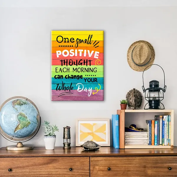 Multicolor_Inspirational_One_Small_Positive_Thought_Poster_Canvas_Wall_Art_|_For_Home_Bedroom_Living_Room_Decor_Rustic_Farmhouse_Motivational_Sign_Canvas_Print_Wall_Art_Ready_to_Hang_Decoration_Gifts_Easel_&