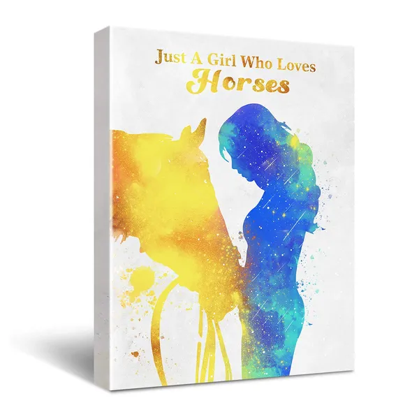 Multicolor_Cute_Just_A_Girl_Who_Loves_Horses_Poster_Canvas_Wall_Art_|_For_Home_Nursery_Decor_-_Horse_Girl_Canvas_Print_Wall_Art_Painting_Ready_to_Hang_Decoration_Gifts_|_For_Horse_Lover_Horse_Rider_Equestrian_-_Easel_&_Hanging_Hook_12_x_16_Inch