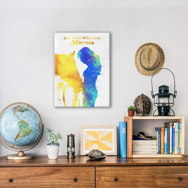Multicolor_Cute_Just_A_Girl_Who_Loves_Horses_Poster_Canvas_Wall_Art_|_For_Home_Nursery_Decor_-_Horse_Girl_Canvas_Print_Wall_Art_Painting_Ready_to_Hang_Decoration_Gifts_|_For_Horse_Lover_Horse_Rider_Equestrian_-_Easel_&_Hanging_Hook_12_x_16_Inch