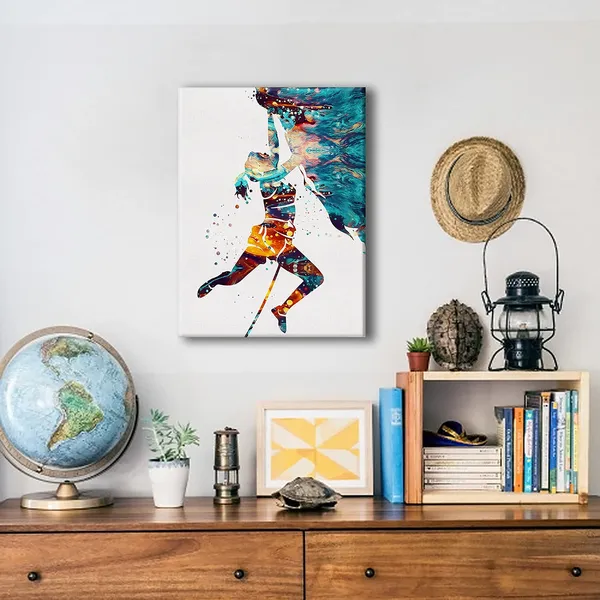Multicolor_Climber_Girl_Watercolor_Poster_Canvas_Wall_Art_|_For_Home_Office_Decor_-_Rock_Climbing_Extreme_Sport_Women_Canvas_Print_Wall_Art_Painting_Ready_to_Hang_Gifts_-_Easel_&_Hanging_Hook_12_x_16_Inch