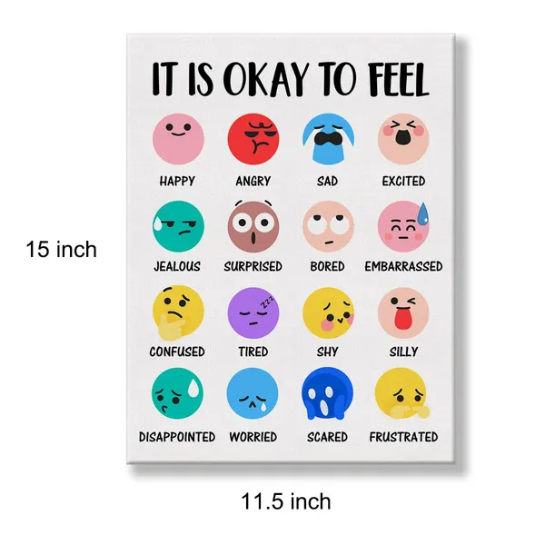 Multicolor_Feelings_Chart_Poster_Canvas_Wall_Art_|_For_Therapy_Office_Classroom_Homeschool_Decor_Positive_It's_Okay_to_Feel_Canvas_Print_Wall_Art_Painting_Ready_to_Hang_-_Easel_&_Hanging_Hook_12_x_16_Inch