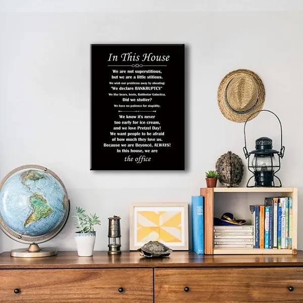 Multicolor_FAMILY_FRIENDLY_Version_of_The_Office_Quotes_Framed_Canvas_Wall_Art,_TV_Poster_the_office_tv_show_In_this_house_Poster_Funny_Quotes_Poster_11.5"_X_15"