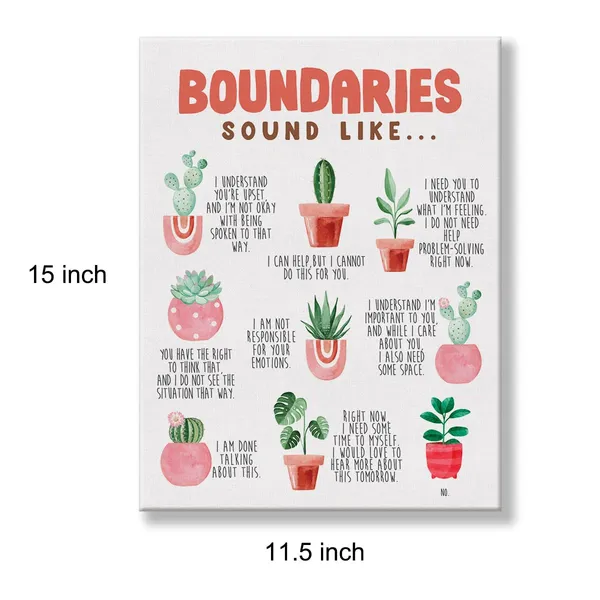 Multicolor_Mental_Health_Poster_Canvas_Wall_Art_|_For_Therapy_Office_School_Counselling_Office_Decor_-_Boundaries_Sound_Like_Canvas_Print_Wall_Art_Painting_Ready_to_Hang_-_Easel_&_Hanging_Hook_12_x_16_Inch