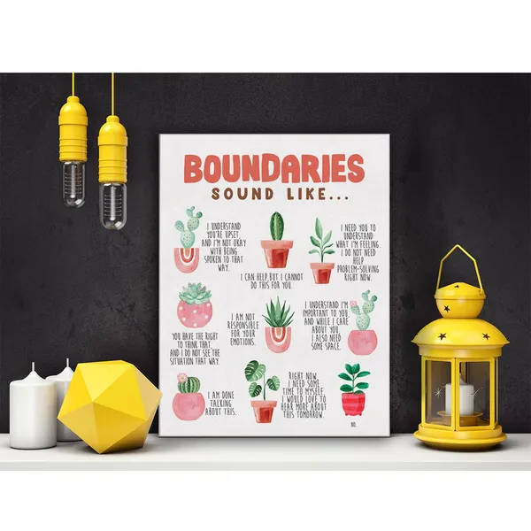 Multicolor_Mental_Health_Poster_Canvas_Wall_Art_|_For_Therapy_Office_School_Counselling_Office_Decor_-_Boundaries_Sound_Like_Canvas_Print_Wall_Art_Painting_Ready_to_Hang_-_Easel_&_Hanging_Hook_12_x_16_Inch