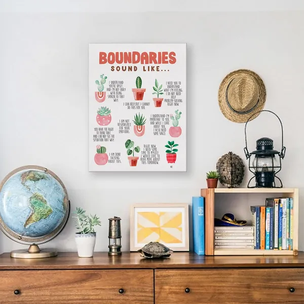 Multicolor_Mental_Health_Poster_Canvas_Wall_Art_|_For_Therapy_Office_School_Counselling_Office_Decor_-_Boundaries_Sound_Like_Canvas_Print_Wall_Art_Painting_Ready_to_Hang_-_Easel_&_Hanging_Hook_12_x_16_Inch