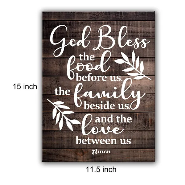 Multicolor_Inspirational_Bless_The_Food_Be|_Fore_Us_Amen_Quote_Poster_Canvas_Wall_Art_|_For_Home/Kitchen_Decor_-_Easel_&_Hanging_Hook_12_x_16_Inch