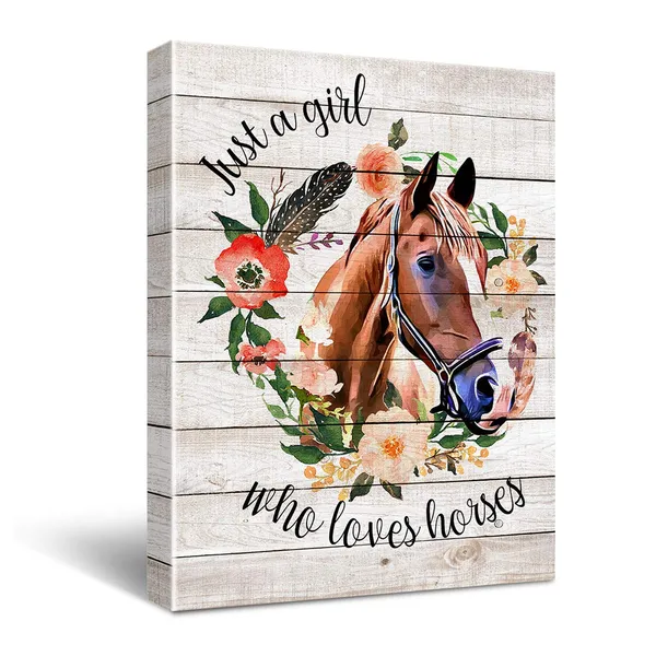 Multicolor_Cute_Just_A_Girl_Who_Loves_Horses_Poster_Canvas_Wall_Art_|_For_Home_Nursery_Decor_-_Easel_&_Hanging_Hook_12_x_16_Inch
