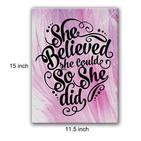 Multicolor_Inspirational_Quotes_She_Believed_She_Could_So_She_Did_Poster_Canvas_Wall_Art_|_For_Nursery/Home/Girls_Room_Decor_-_Pink_Motivational_Canvas_Print_Wall_Art_Painting_Ready_to_Hang_Gifts_-_Easel_&_Hanging_Hook_11.5x15_Inch
