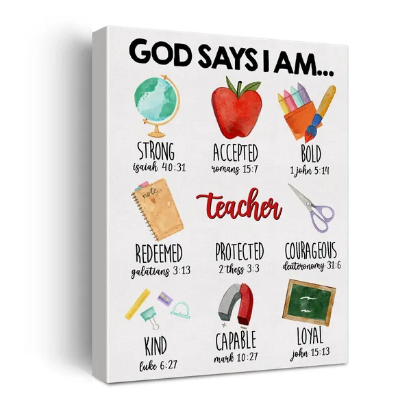 Multicolor_Teacher_Inspirational_Motivational_Poster_Canvas_Wall_Art_|_For_Home_Office_Decor_God_Says_I_Am_Teacher_Christian_Canvas_Print_Painting_Ready_to_Hang_Gifts_-_Easel_&_Hanging_Hook_12_x_16_Inch