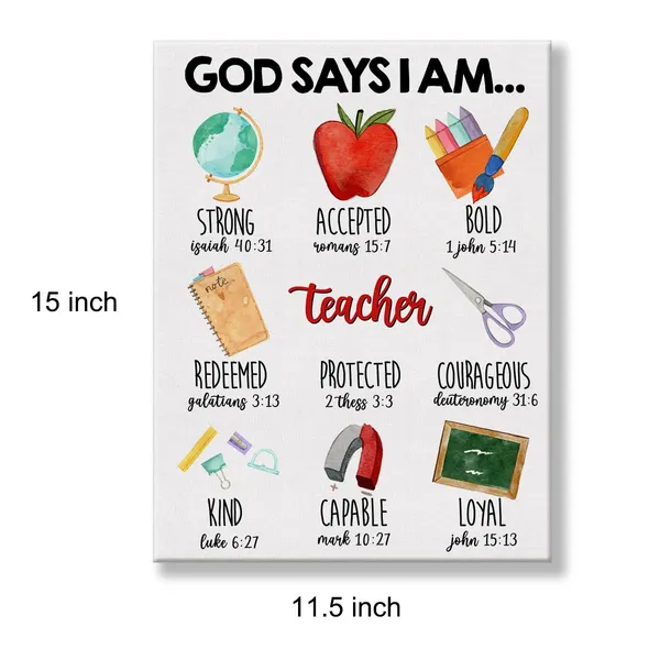 Multicolor_Teacher_Inspirational_Motivational_Poster_Canvas_Wall_Art_|_For_Home_Office_Decor_God_Says_I_Am_Teacher_Christian_Canvas_Print_Painting_Ready_to_Hang_Gifts_-_Easel_&_Hanging_Hook_12_x_16_Inch