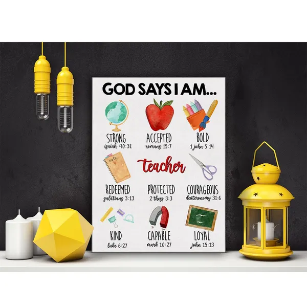 Multicolor_Teacher_Inspirational_Motivational_Poster_Canvas_Wall_Art_|_For_Home_Office_Decor_God_Says_I_Am_Teacher_Christian_Canvas_Print_Painting_Ready_to_Hang_Gifts_-_Easel_&_Hanging_Hook_12_x_16_Inch
