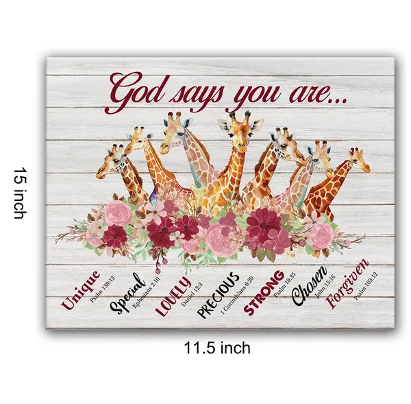 Multicolor_Inspirational_Motivational_God_Says_You_Are_Giraffe_Poster_Canvas_Wall_Art_|_For_Home_Decor_Rustic_Christian_Floral_Giraffe_Canvas_Print_Painting_Framed_Gifts_-_Easel_&_Hanging_Hook_12_x_16_Inch