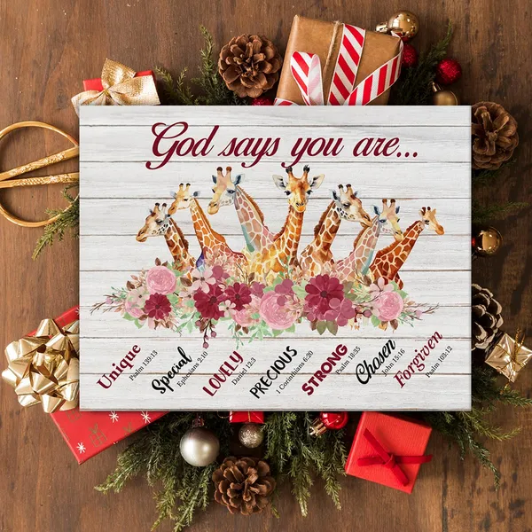 Multicolor_Inspirational_Motivational_God_Says_You_Are_Giraffe_Poster_Canvas_Wall_Art_|_For_Home_Decor_Rustic_Christian_Floral_Giraffe_Canvas_Print_Painting_Framed_Gifts_-_Easel_&_Hanging_Hook_12_x_16_Inch