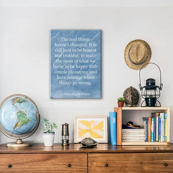 Multicolor_Laura_Ingalls_Wilder_Quote_The_Real_Things_Haven't_Changed_Poster_Canvas_Wall_Art_|_For_Home_Decor_-_Rustic_Farmhouse_Canvas_Print_Wall_Art_Ready_to_Hang_Gifts_-_Easel_&_Hanging_Hook_12_x_16_Inch