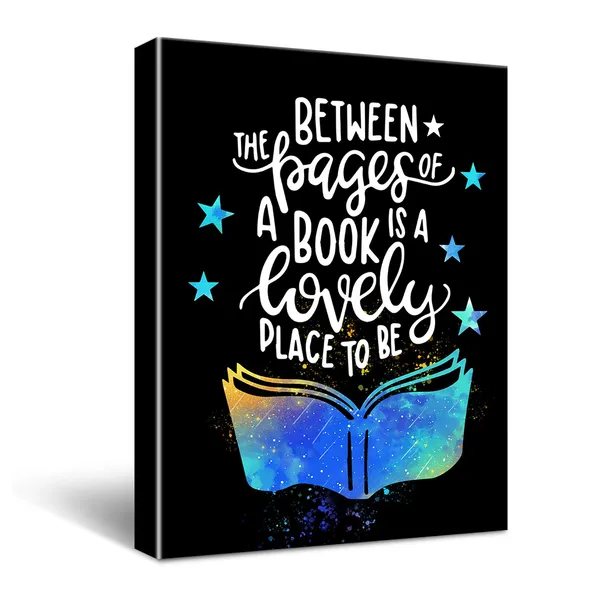 Multicolor_Between_The_Pages_of_A_Book_is_A_Lovely_Place_to_Be_Poster_Canvas_Wall_Art_Painting_Ready_to_Hang_f-_Inspirational_Literary_Quotes_Canvas_Wall_Art_-_12_x_16_Inch