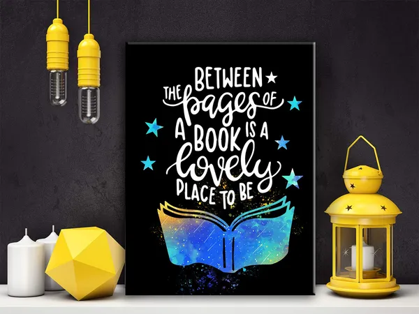 Multicolor_Between_The_Pages_of_A_Book_is_A_Lovely_Place_to_Be_Poster_Canvas_Wall_Art_Painting_Ready_to_Hang_f-_Inspirational_Literary_Quotes_Canvas_Wall_Art_-_12_x_16_Inch