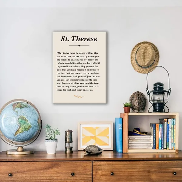 Multicolor_Inspirational_St._Teresa_Quote_May_Today_There_be_Peace_within_Poster_Canvas_Wall_Art_Painting_Ready_to_Hang_|_For_Home/Bedroom/Living_Room_Decor_-_Saint_Teresa_Quote_Wall_Decor_Canvas_Gifts_-_Easel_&_Hanging_Hook_12_x_16_Inch