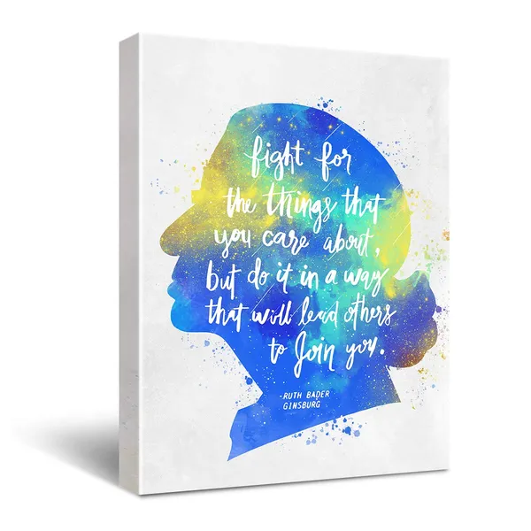 Multicolor_Inspirational_Ruth_Bader_Ginsburg_Quote_Fight_|_For_The_Things_That_You_Care_About_Poster_Canvas_Wall_Art_|_For_Home_Decor_-_Motivational_Ruth_Bader_Ginsburg_Feminist_Canvas_Print_Wall_Art_Painting_-_Easel_&_Hanging_Hook_12_x_16_Inch