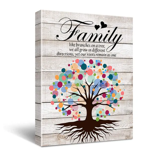 Multicolor_Inspirational_Quote_Family_Like_Branches_on_a_Tree_Poster_Canvas_Wall_Art_|_For_Home_Decor_-_Rustic_Family_Sayings_Family_Tree_Canvas_Print_Wall_Art_Painting_Ready_to_Hang_Decoration_Gifts_-_Easel_&_Hanging_Hook_12_x_16_Inch