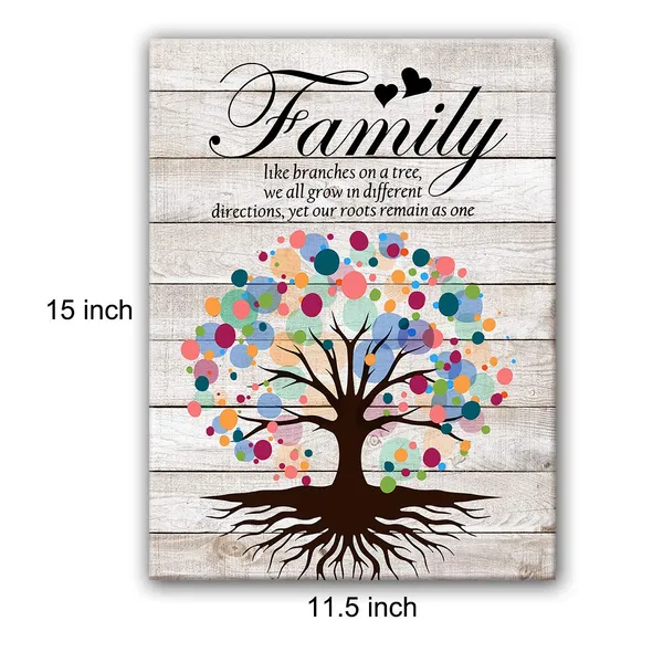 Multicolor_Inspirational_Quote_Family_Like_Branches_on_a_Tree_Poster_Canvas_Wall_Art_|_For_Home_Decor_-_Rustic_Family_Sayings_Family_Tree_Canvas_Print_Wall_Art_Painting_Ready_to_Hang_Decoration_Gifts_-_Easel_&_Hanging_Hook_12_x_16_Inch