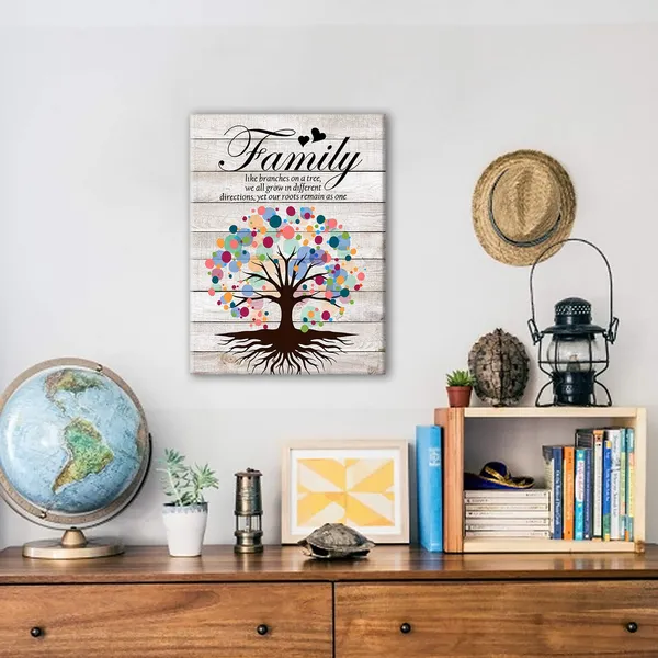 Multicolor_Inspirational_Quote_Family_Like_Branches_on_a_Tree_Poster_Canvas_Wall_Art_|_For_Home_Decor_-_Rustic_Family_Sayings_Family_Tree_Canvas_Print_Wall_Art_Painting_Ready_to_Hang_Decoration_Gifts_-_Easel_&_Hanging_Hook_12_x_16_Inch