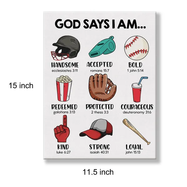 Multicolor_Inspirational_Motivational_God_Says_I_Am_Baseball_Poster_Canvas_Wall_Art_|_For_Home_Decor_Christian_Sports_Baseball_Canvas_Print_Painting_Framed_Gifts_-_Easel_&_Hanging_Hook_12_x_16_Inch