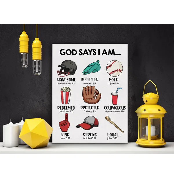 Multicolor_Inspirational_Motivational_God_Says_I_Am_Baseball_Poster_Canvas_Wall_Art_|_For_Home_Decor_Christian_Sports_Baseball_Canvas_Print_Painting_Framed_Gifts_-_Easel_&_Hanging_Hook_12_x_16_Inch