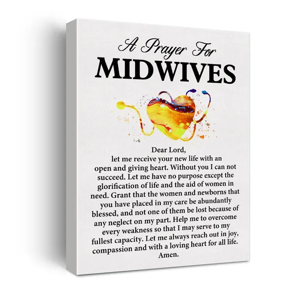 Multicolor_Prayer_|_For_Midwives_Quote_Poster_Canvas_Wall_Art_|_For_Office_Home_Decor_-_Midwife_Gift_Medical_Professionals_Canvas_Print_Wall_Art_Painting_Ready_to_Hang_Gifts_-_Easel_&_Hanging_Hook_12_x_16_Inch