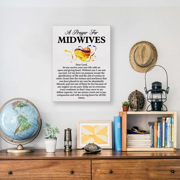 Multicolor_Prayer_|_For_Midwives_Quote_Poster_Canvas_Wall_Art_|_For_Office_Home_Decor_-_Midwife_Gift_Medical_Professionals_Canvas_Print_Wall_Art_Painting_Ready_to_Hang_Gifts_-_Easel_&_Hanging_Hook_12_x_16_Inch