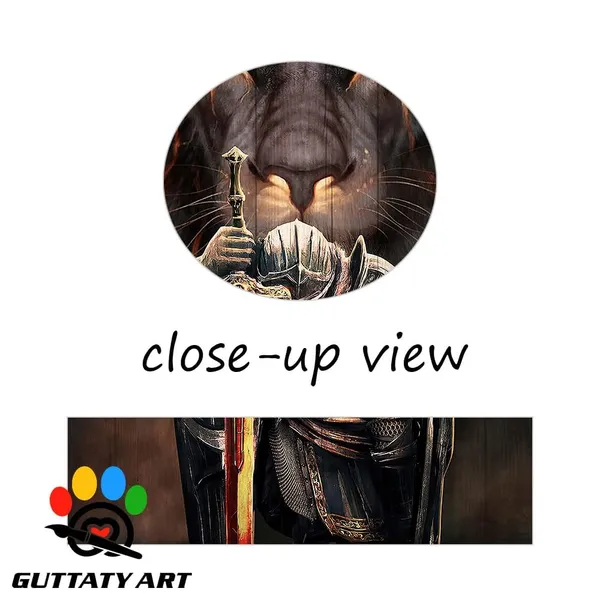 Multicolor_Lion_Knight_Wall_Art_Canvas,_76.2_cm_x_50.8_cm,_Fierce_Warrior_Lion_with_Sword