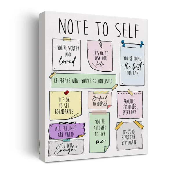 Multicolor_Mental_Health_Affirmations_Poster_Canvas_Wall_Art_|_For_Therapy_Office_Decor_-_Positive_Note_to_Self_Canvas_Print_Wall_Art_Painting_Ready_to_Hang_Gifts_-_Easel_&_Hanging_Hook_12_x_16_Inch
