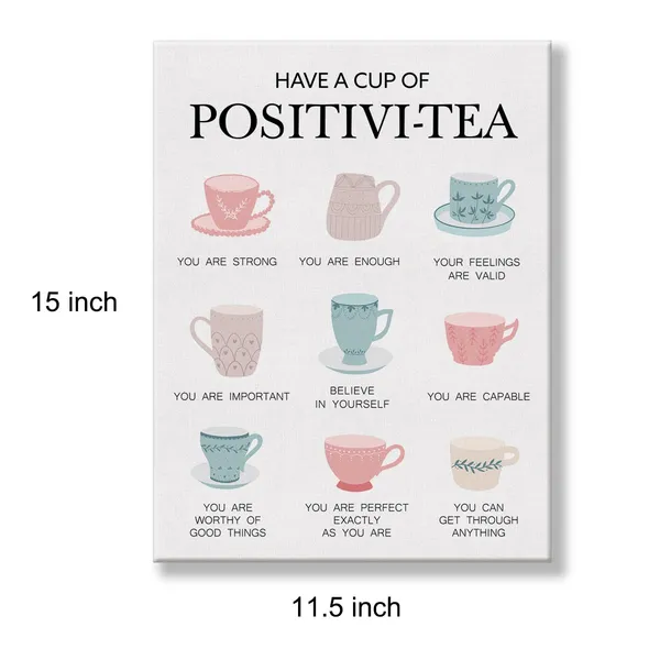 Multicolor_Self_Affirmation_Mental_Health_Poster_Canvas_Wall_Art_|_For_Home_Office_Decor_-_Have_a_Cup_of_Positivi_Tea_Canvas_Print_Wall_Art_Painting_Ready_to_Hang_Gifts_-_Easel_&_Hanging_Hook_12_x_16_Inch