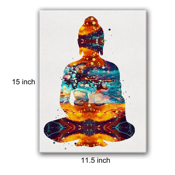 Multicolor_Yoga_Buddha_Art_Poster_Watercolor_Canvas_Wall_Art_|_For_Home/Bedroom/Meditation_Studio_Decor_-_Yoga_Buddha_Canvas_Print_Wall_Art_Painting_Ready_to_Hang_Spiritual_Gifts_-_Easel_&_Hanging_Hook_12_x_16_Inch