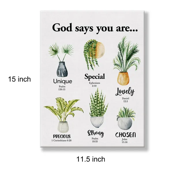 Multicolor_Inspirational_Motivational_God_Says_You_Are_Botanical_Poster_Canvas_Wall_Art_|_For_Home_Decor_Plants_Christian_Canvas_Print_Painting_Framed_Gifts_-_Easel_&_Hanging_Hook_12_x_16_Inch