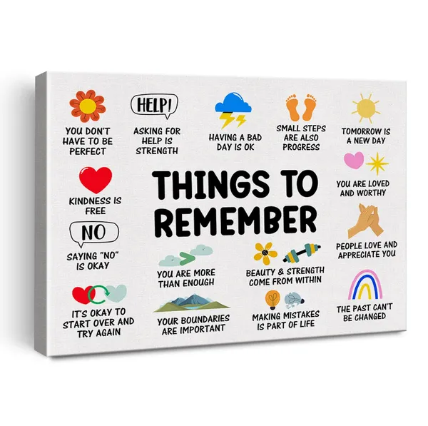 Multicolor_Inspirational_Mental_Health_Poster_Canvas_Wall_Art_|_For_Therapy_Office_Decor_Positive_Things_to_Remember_Canvas_Print_Wall_Art_Painting_Ready_to_Hang_-_Easel_&_Hanging_Hook_12_x_16_Inch