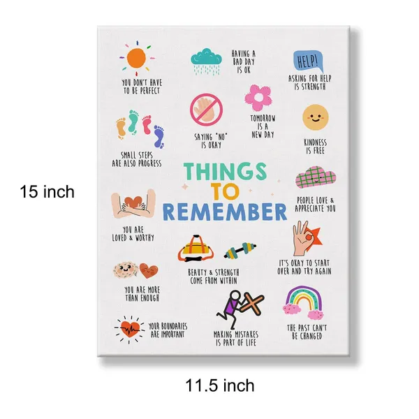 Multicolor_Mental_Health_Poster_Canvas_Wall_Art_|_For_Therapy_Office_Decor_-_Things_to_Remember_Affirmations_Canvas_Print_Wall_Art_Psychology_Painting_Ready_to_Hang_-_Easel_&_Hanging_Hook_12_x_16_Inch