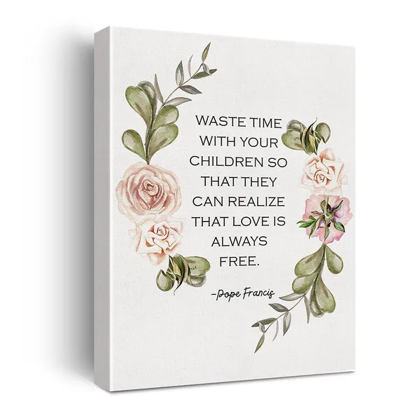 Multicolor_Pope_Francis_Quote_Framed_Canvas_Wall_Art,_Waste_Time_With_Your_Children,_Catholic_Quote_Print,_Christian_Wall_Art,_Catholic_Home_D??or_11.5"_X_15"