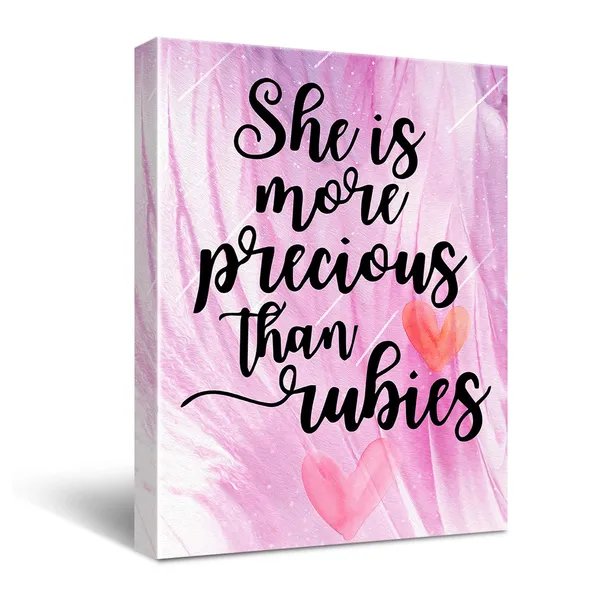Multicolor_She_is_More_Precious_than_Rubies_Poster_Canvas_Wall_Art_|_For_Nursery/Home/Girls_Room_Decor_-_Inspirational_Quotes_Canvas_Wall_Art_-_Bible_Verse_Quote_Canvas_Print_Wall_Art_Painting_Ready_to_Hang_Home_Decoration_Gift_-_12_x_16_Inch