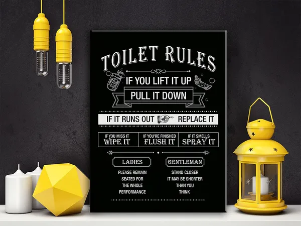 Multicolor_Funny_Toilet_Rules_Rules_Sign_Canvas_Wall_Art,_Bathroom_Rules,_Bathroom_Wall_Prints,_Ready_to_Hang!Framed_11.5"_X_15"