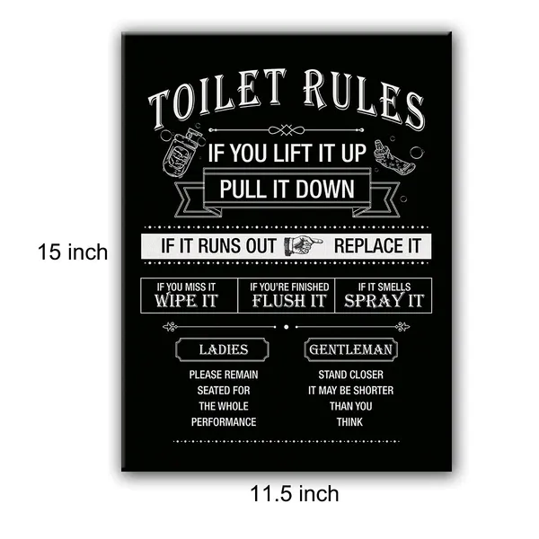 Multicolor_Funny_Toilet_Rules_Rules_Sign_Canvas_Wall_Art,_Bathroom_Rules,_Bathroom_Wall_Prints,_Ready_to_Hang!Framed_11.5"_X_15"