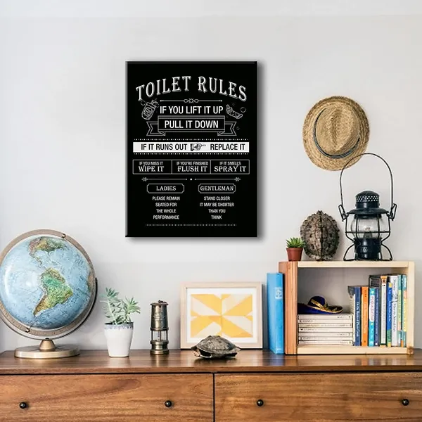 Multicolor_Funny_Toilet_Rules_Rules_Sign_Canvas_Wall_Art,_Bathroom_Rules,_Bathroom_Wall_Prints,_Ready_to_Hang!Framed_11.5"_X_15"