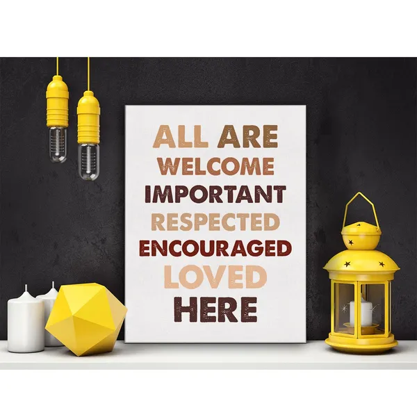 Multicolor_Diversity_Inspirational_Poster_Canvas_Wall_Art_|_For_Classroom_Office_Decor_-_All_Are_Welcome_Here_Canvas_Print_Wall_Art_Inclusion_Painting_Ready_to_Hang_-_Easel_&_Hanging_Hook_12_x_16_Inch