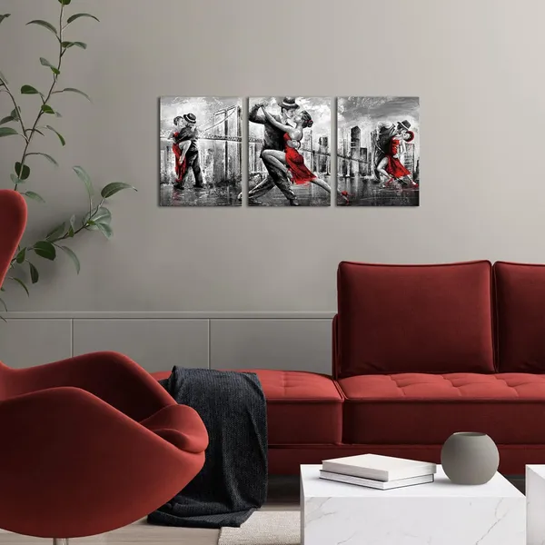 Multicolor_3_Pieces_Dancing_Couple_Painting_Canvas_Romantic_Tango_Dancer_Art_Picture_with_New_York_Brooklyn_Bridge_Poster_Print_Artwork_|_For_Bedroom_Living_Room_Decorations_(Red,_Small)