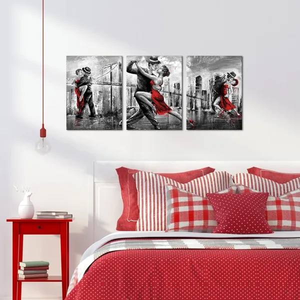 Multicolor_3_Pieces_Dancing_Couple_Painting_Canvas_Romantic_Tango_Dancer_Art_Picture_with_New_York_Brooklyn_Bridge_Poster_Print_Artwork_|_For_Bedroom_Living_Room_Decorations_(Red,_Small)