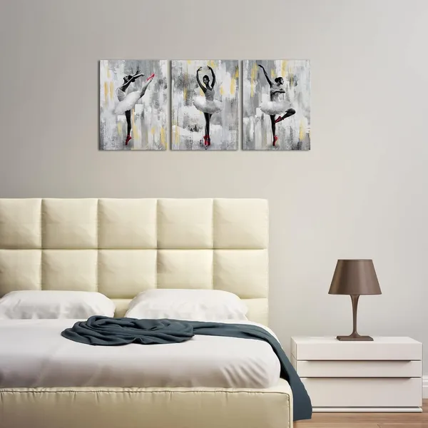 Multicolor_3_Pieces_African_American_Canvas_Wall_Art_Ballet_Art_Dancing_Ballerina_Painting_Prints_Black_Girls_Picture_Poster_Grey_Decor_|_For_Bedroom_Bathroom_Ready_to_Hang