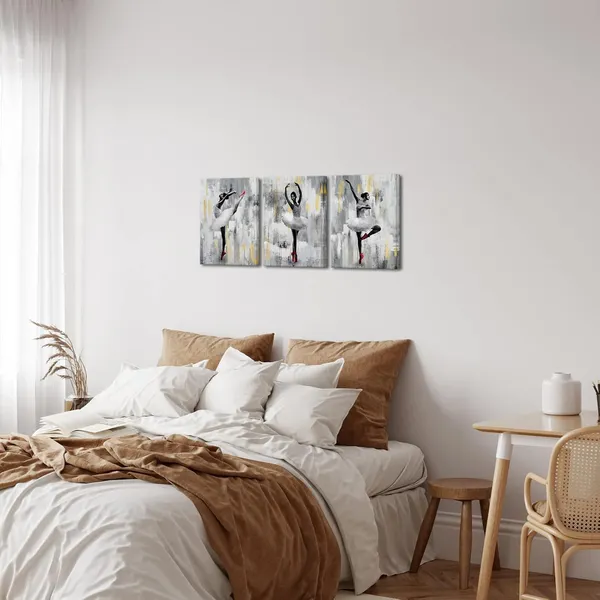 Multicolor_3_Pieces_African_American_Canvas_Wall_Art_Ballet_Art_Dancing_Ballerina_Painting_Prints_Black_Girls_Picture_Poster_Grey_Decor_|_For_Bedroom_Bathroom_Ready_to_Hang
