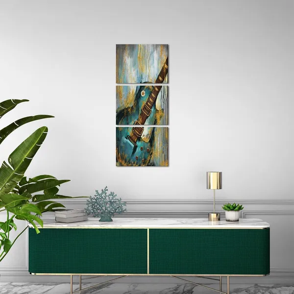 Multicolor_Music_Canvas_Wall_Art_Set_of_3_Abstract_Guitar_Painting_on_Canvas_|_For_Home_Living_Room_Pub_Bar_Decor_Gallery_Wrapped_Teal_and_Gold_Artwork_Giclee_Print_Framed_Ready_to_Hang