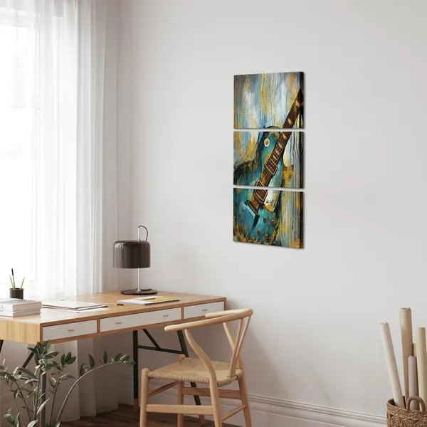 Multicolor_Music_Canvas_Wall_Art_Set_of_3_Abstract_Guitar_Painting_on_Canvas_|_For_Home_Living_Room_Pub_Bar_Decor_Gallery_Wrapped_Teal_and_Gold_Artwork_Giclee_Print_Framed_Ready_to_Hang